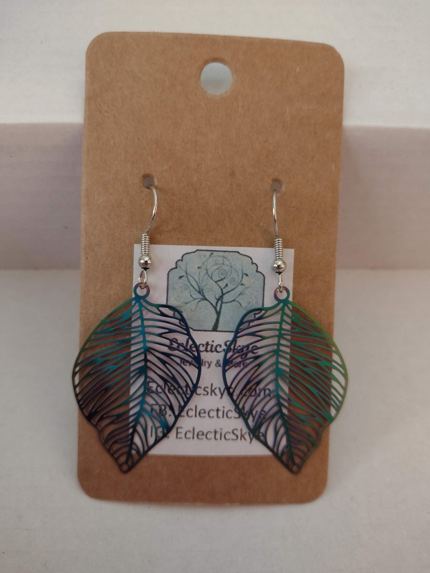 Sale! Rainbow Filigree Leaf Earrings