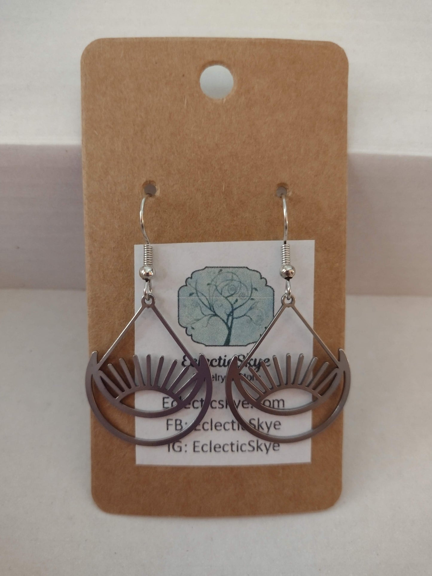 Sale! Silver Sunrise Over Moon Earrings