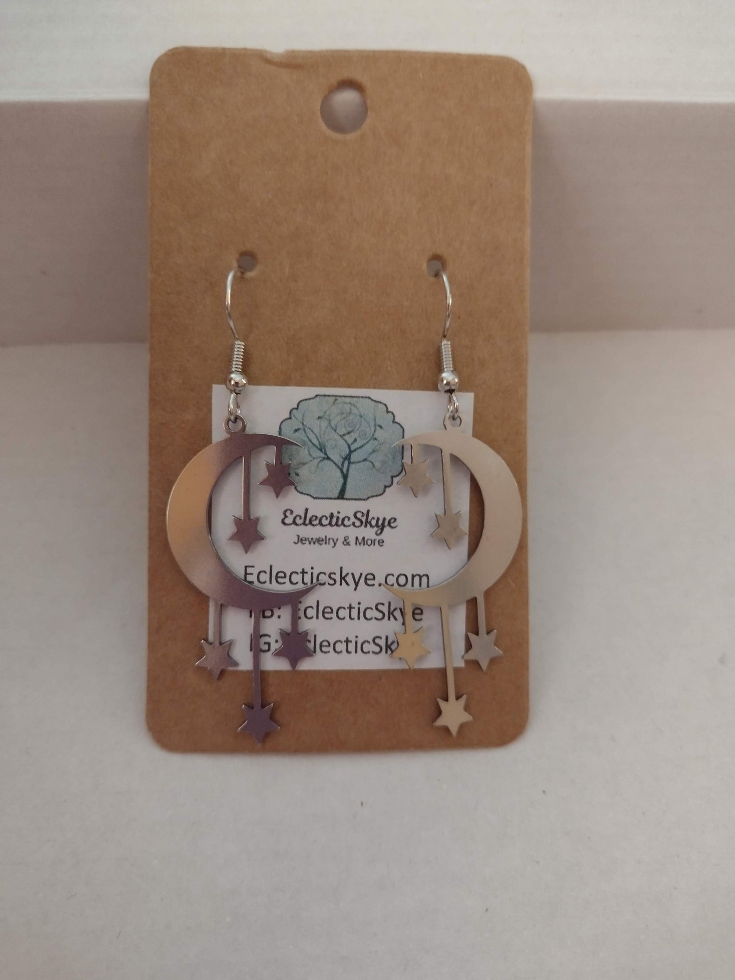 Sale! Silver Moon Dripping Stars Earrings