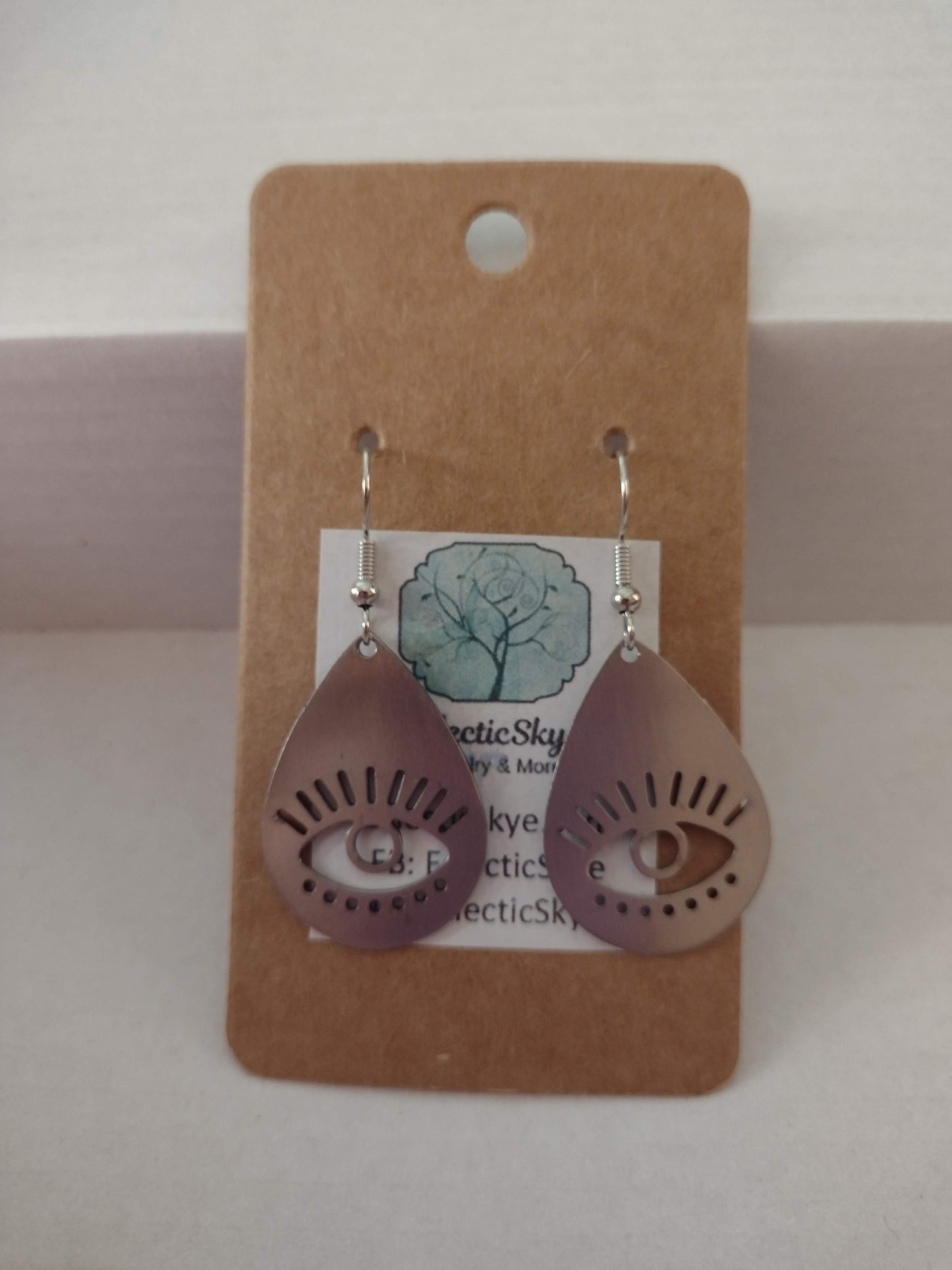 Sale! Silver Evil Eye Teardrop Earrings