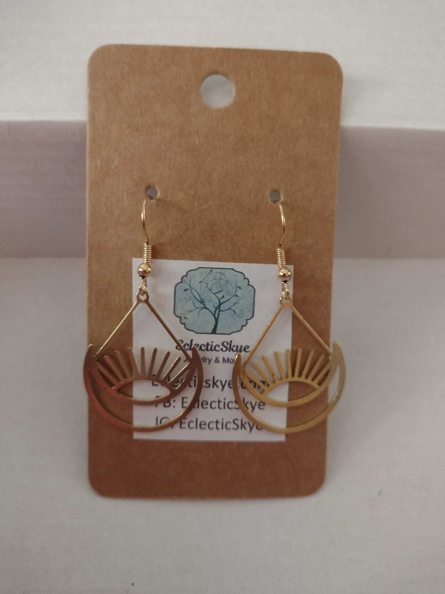 Sale! Gold Sunrise Over Moon Earrings