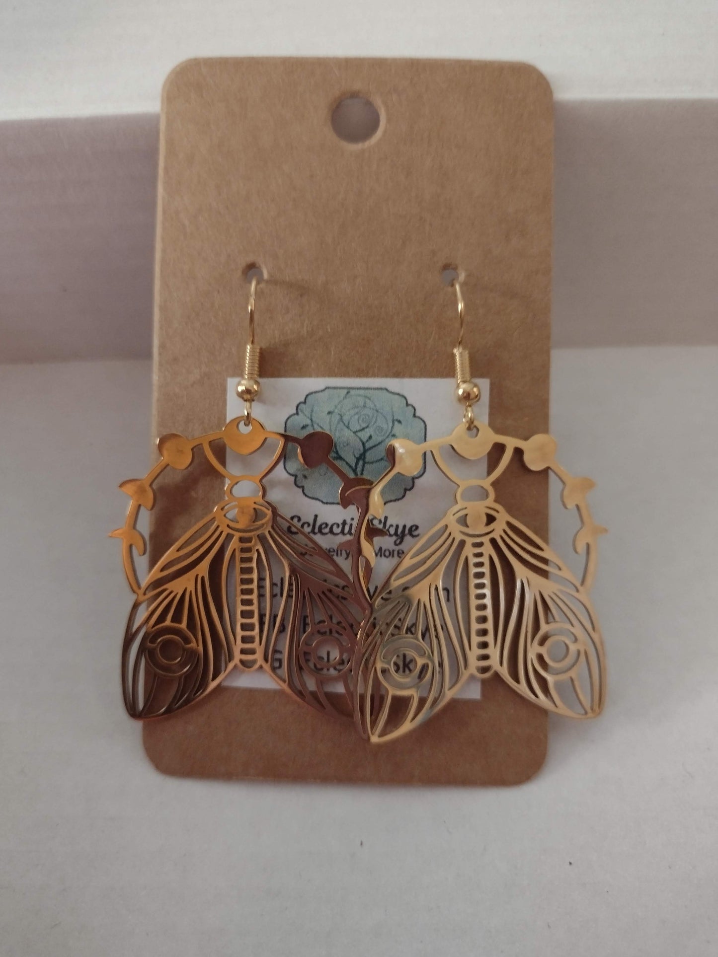 Sale! Gold Lunar Moth Earrings
