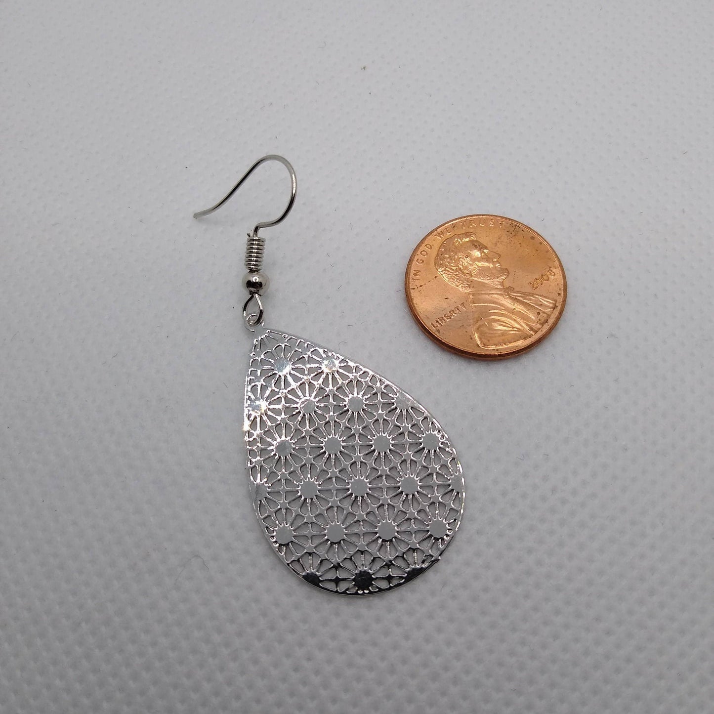 Silver Filigree Teardrop Earrings
