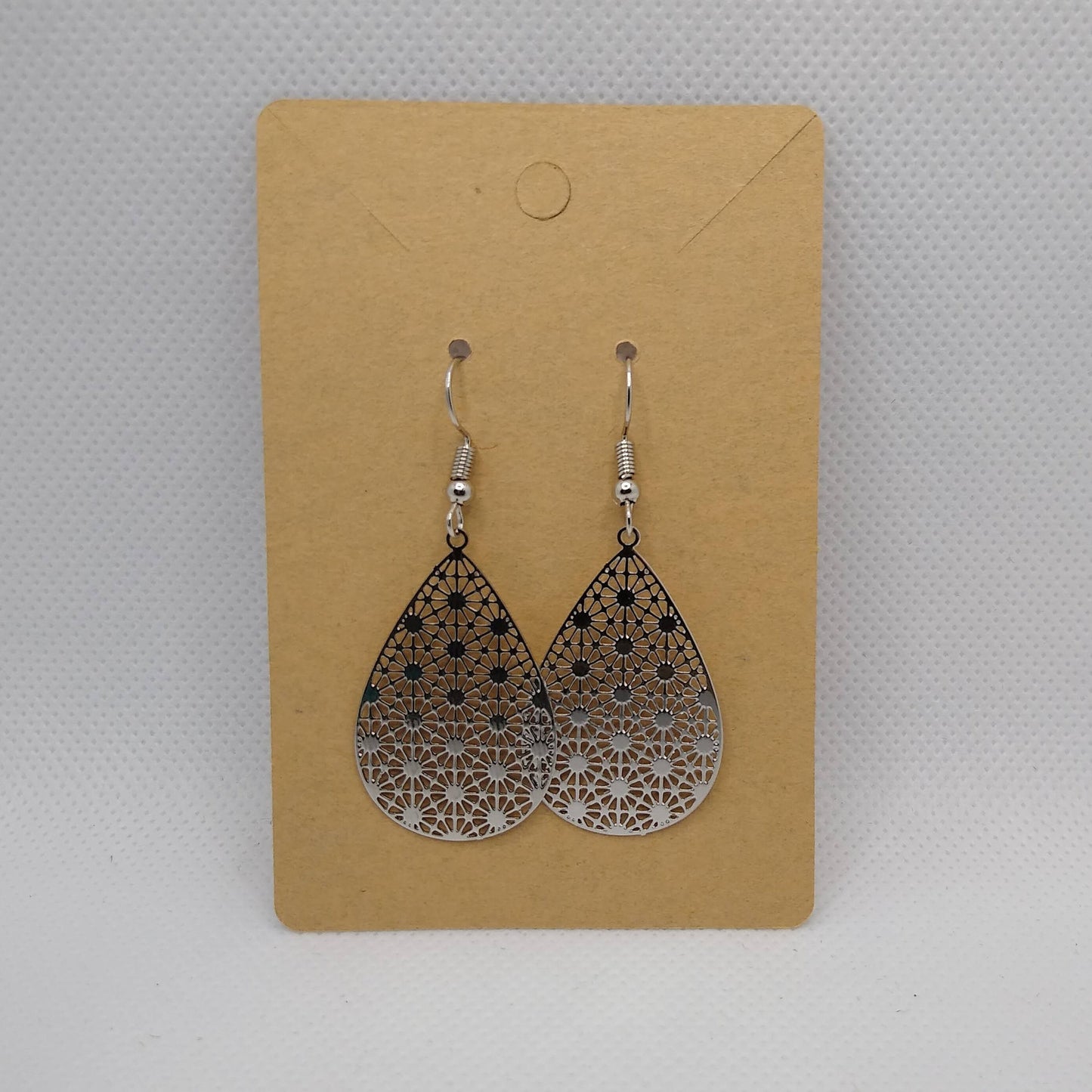 Silver Filigree Teardrop Earrings