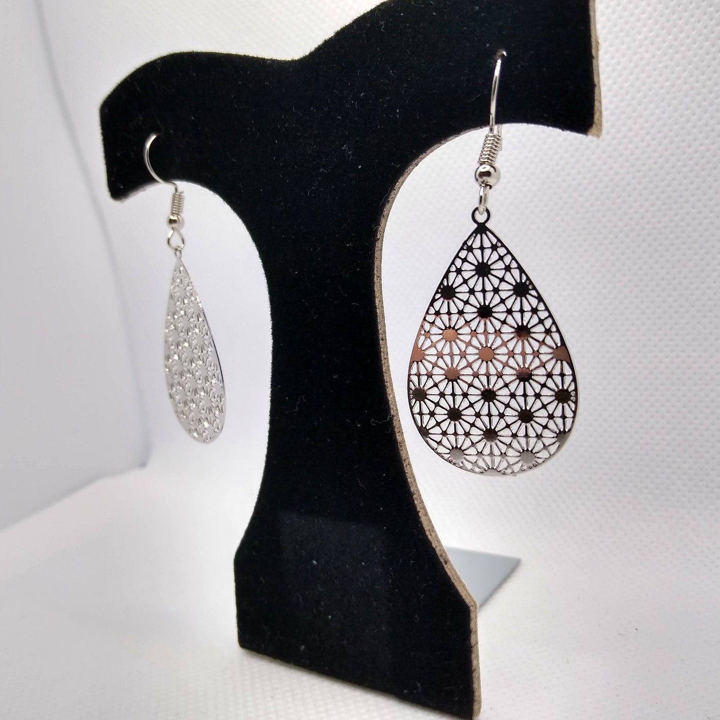 Silver Filigree Teardrop Earrings