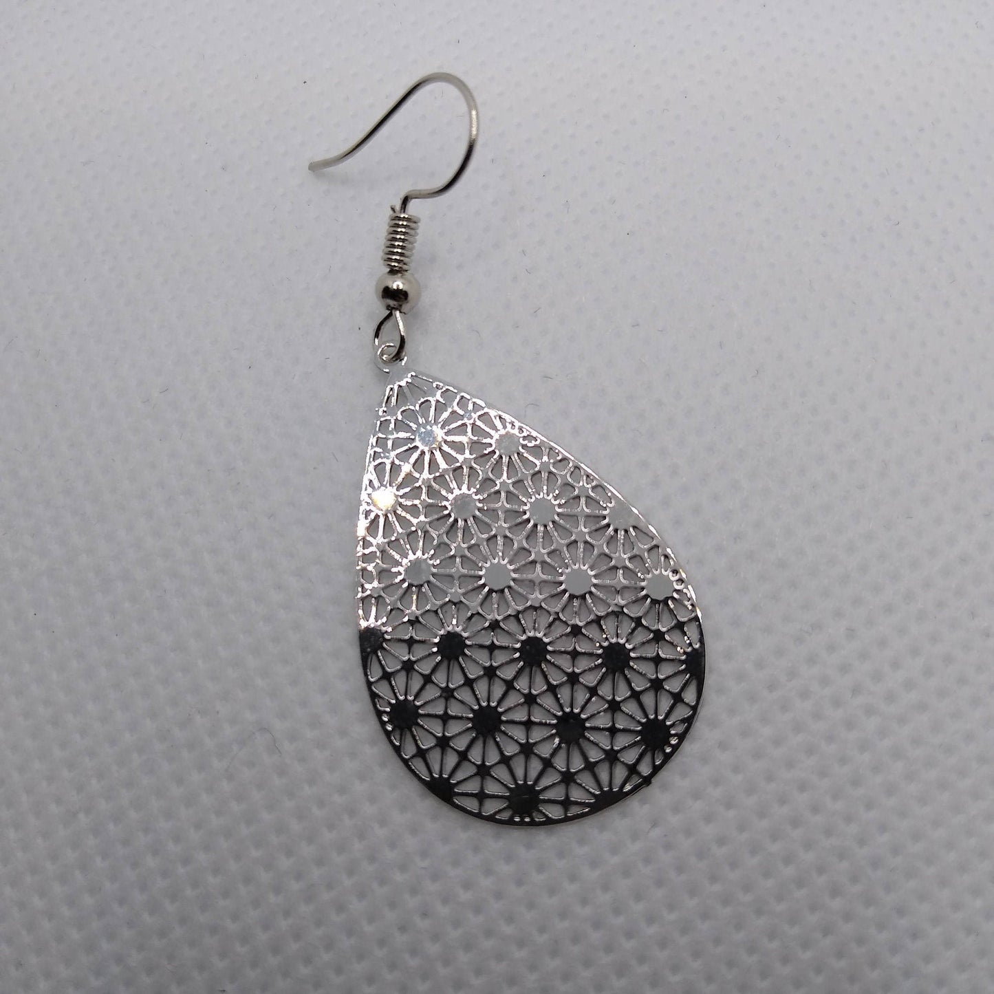 Silver Filigree Teardrop Earrings