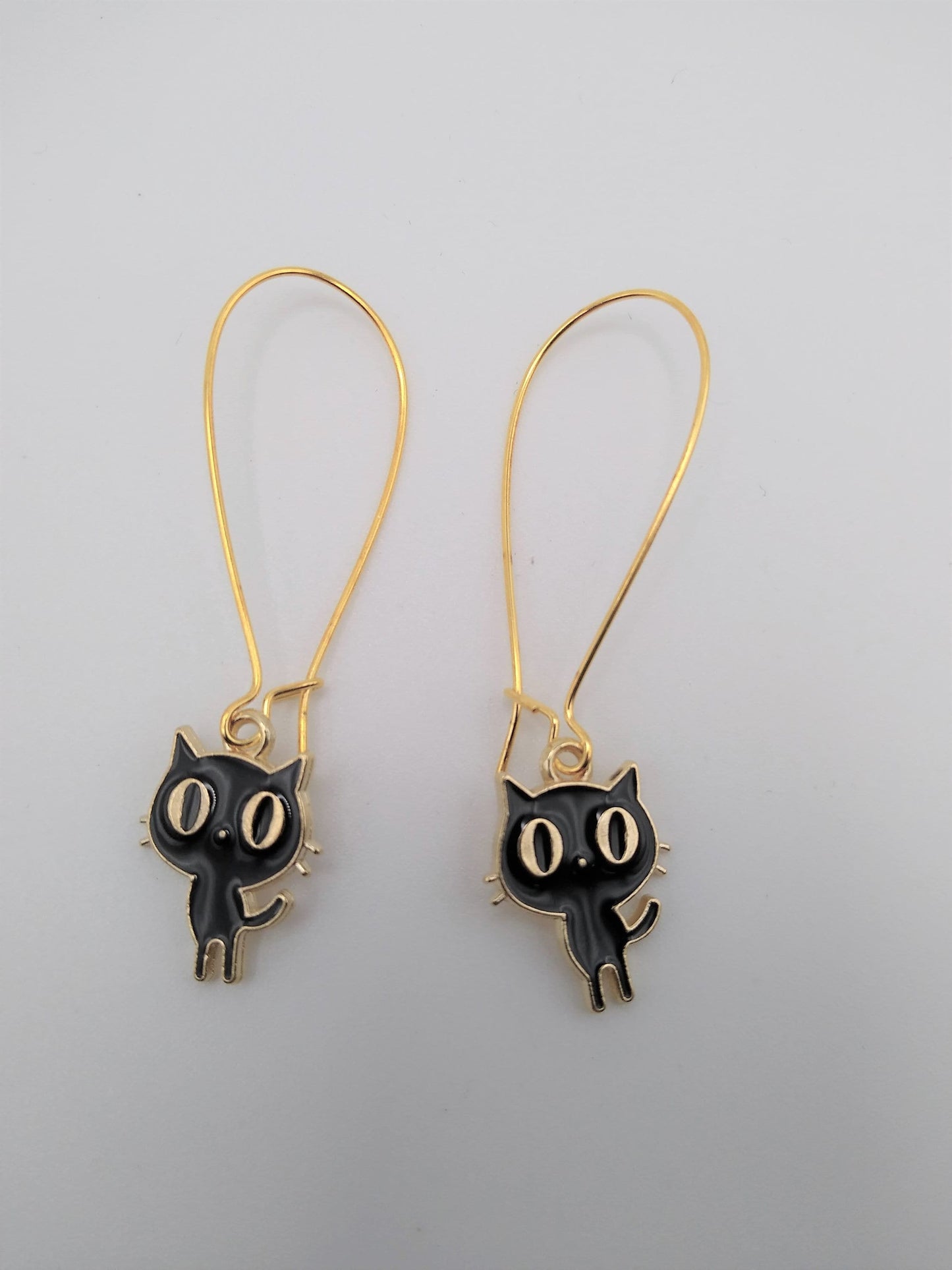 Cute Gold & Black Cat Earrings