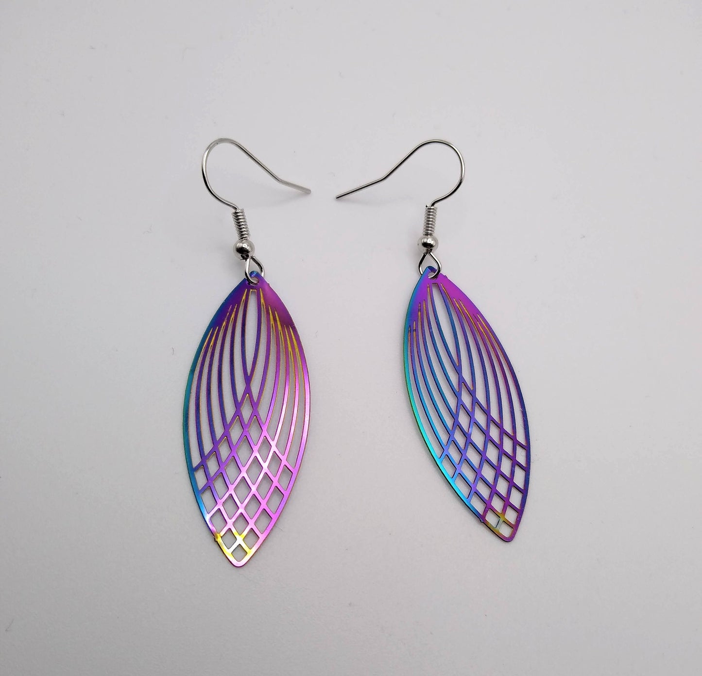Sale! Oval Ellipse Earrings / Rainbow Filigree Dangle Earrings / Lightweight Earrings / Hypoallergenic Jewelry