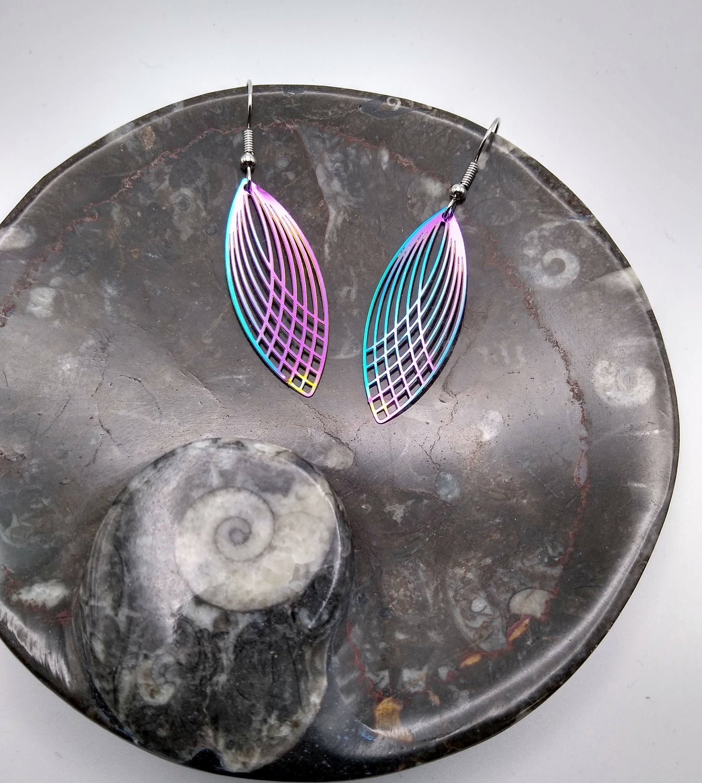 Sale! Oval Ellipse Earrings / Rainbow Filigree Dangle Earrings / Lightweight Earrings / Hypoallergenic Jewelry