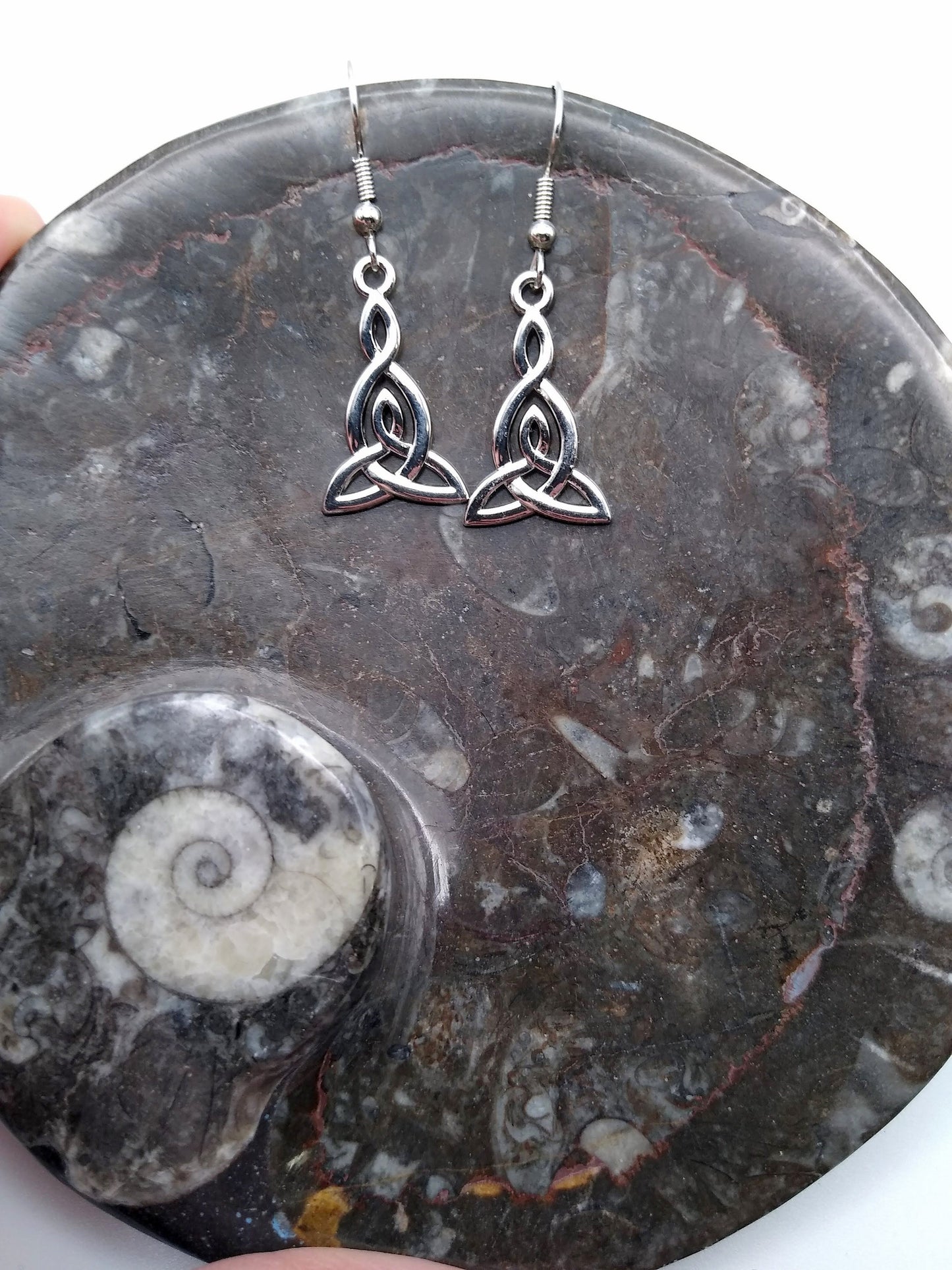 Silver Celtic Knot Earrings / Knotwork Dangle Earrings / Hypoallergic Jewelry
