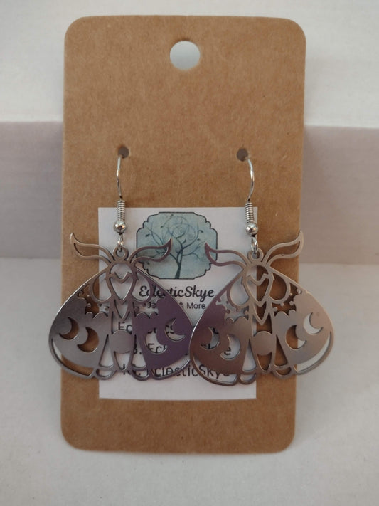 Sale! Silver Moth Earrings