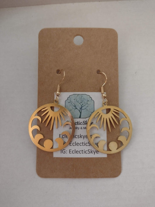 Sale! Gold Circle Moon Phase Earrings